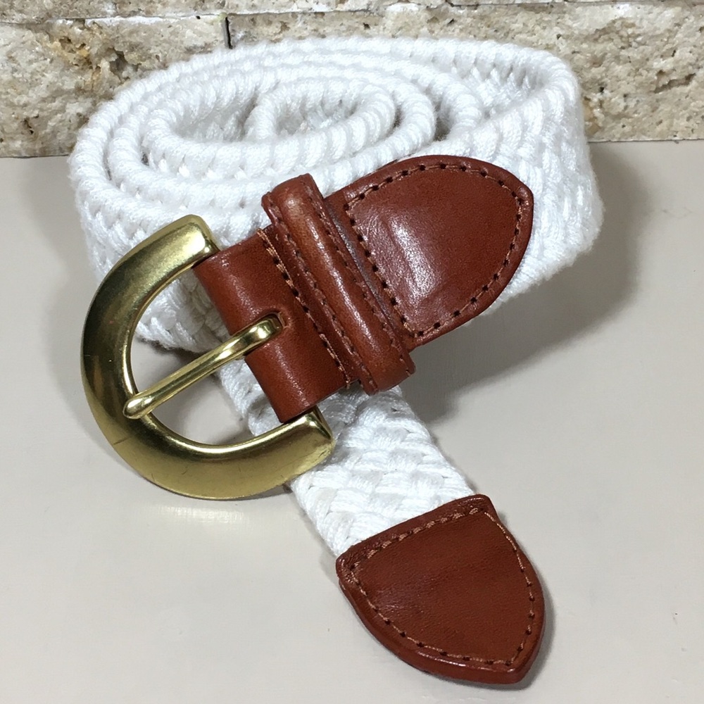 Talbots Belt M Leather Stretch Brown White